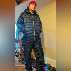 Puffer jumpsuit from Germany. Swishy nylon. Down filled.